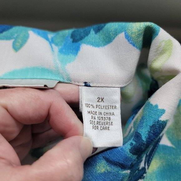 Drapers & Damons Women's 2 XL Button Front Shirt 3/4 Sleeve Abstract Foliage - Picture 9 of 12